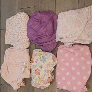 Girls Crib Fitted Crib Sheets Lot of Six Different Patterns and Colors .
